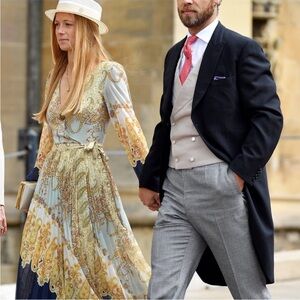 NWOT H&M Gold and Cream Pleated Dress